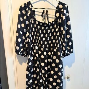 Ava & Viv Polka Dot Smocked Top Dress
